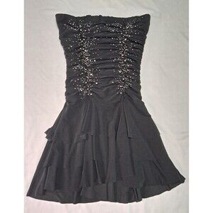 Codigo Black Strapless Ruffle Beaded Mini Dress S Party Dark Fairy Whimsigoth